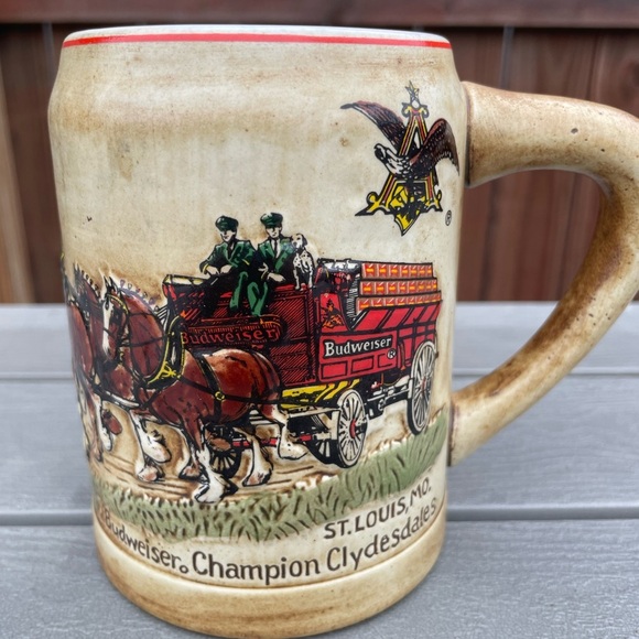 Vintage 1980's Budweiser Champion Clydesdales Holiday Ceramarte Mug Beer Stein - Picture 7 of 11